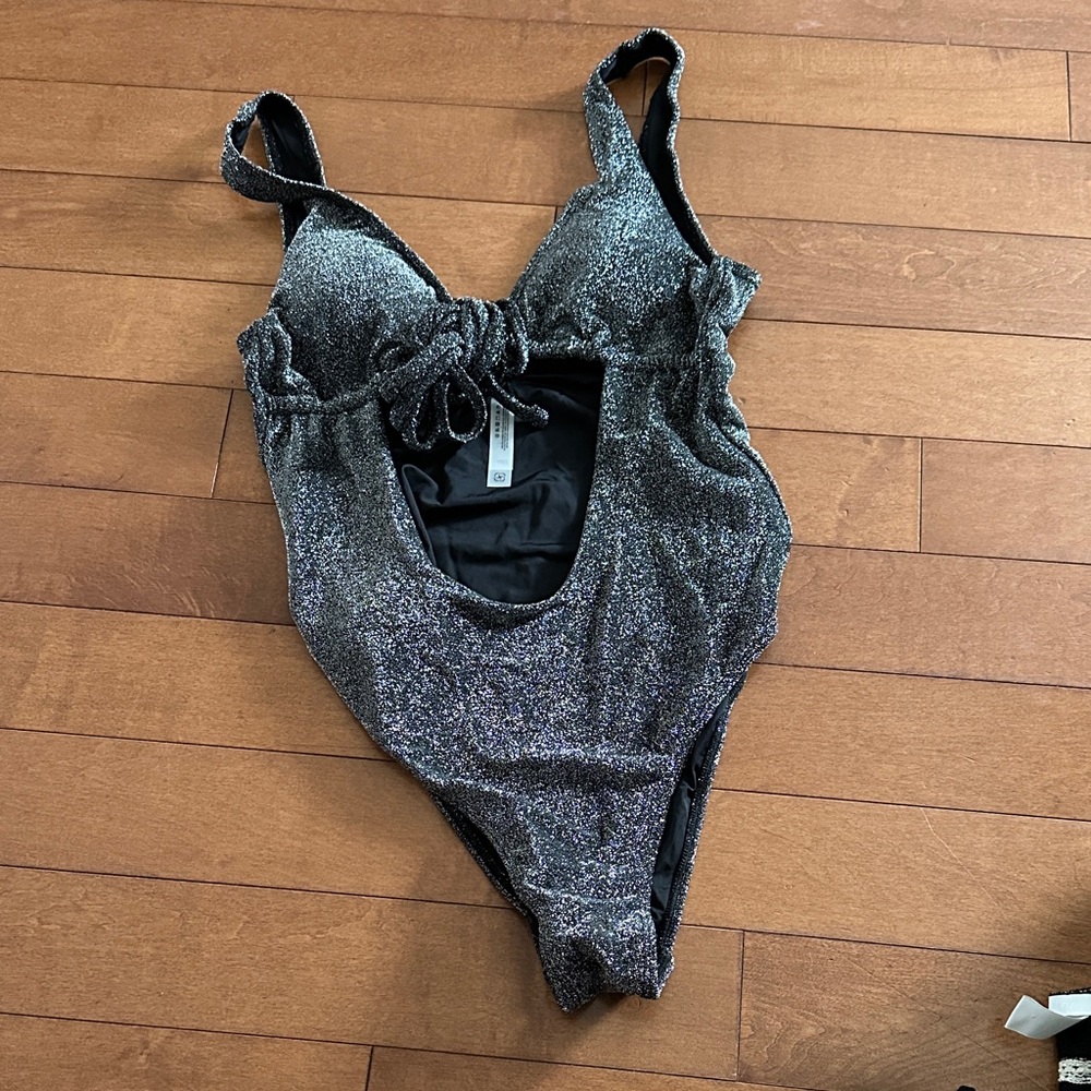 Elegant Glittery Black One Piece Swimsuit